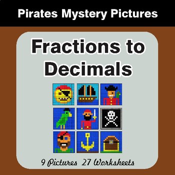 Fractions to Decimals - Color-By-Number Math Mystery Pictures