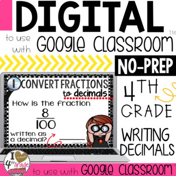 Preview of Fractions to Decimals Digital Task Cards for Google Classroom 