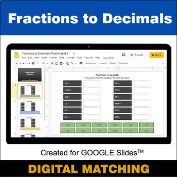 Preview of Fractions to Decimals - Google Slides - Distance Learning - Digital Matching