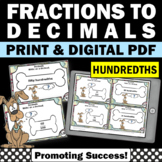 Converting Fractions to Decimals Place Value Games 5th Gra