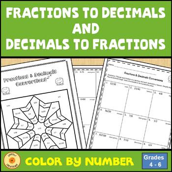 Preview of Fractions to Decimals and Decimals to Fractions Color By Number and Easel Assmt