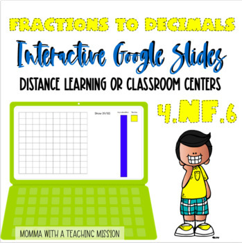 Preview of Fractions to Decimals representation 4.NF.6 Google Classroom 4th grade