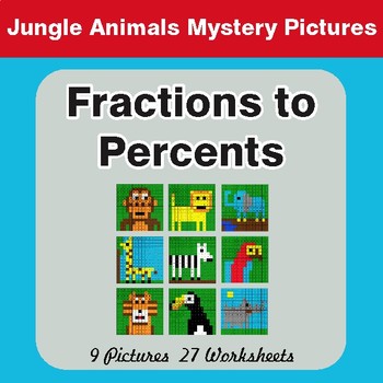 Fractions to Percents - Color-By-Number Math Mystery Pictures