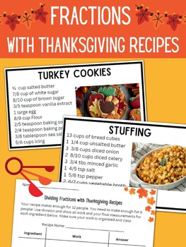 Preview of Fractions with Thanksgiving Recipes | Multiplying & Dividing