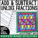 Fractions with Unlike Denominators and Negatives Activity 