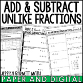 Fractions with Unlike Denominators and Negatives Guided No