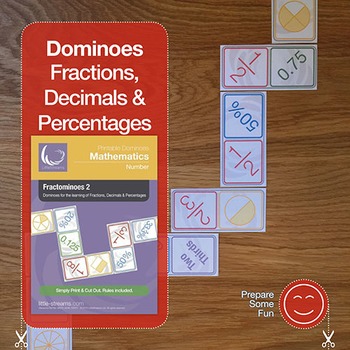 Preview of Fractominoes 2 - Dominoes for fraction decimal and percentage conversion