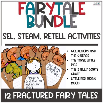 Preview of Fractured Fairytales Bundle for Story Retelling, Kindergarten STEM Activities