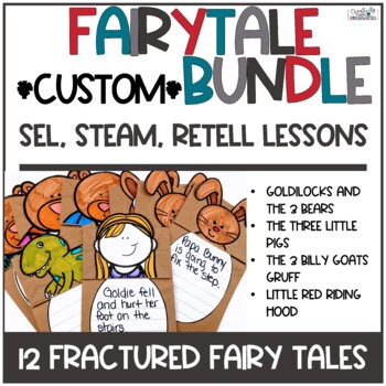 Preview of Fractured Fairytales Lessons Only Bundle for SEL, STEAM, Retelling, Compare