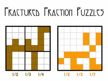 Preview of Fractured Fraction Puzzles (equivalent fractions)