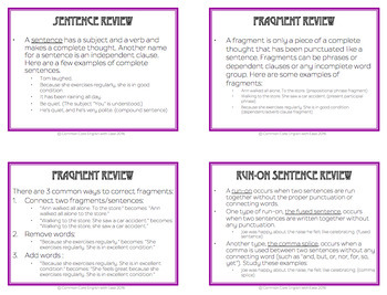 Fragments & Run Ons Activities - Worksheets, Powerpoint & Answer Key