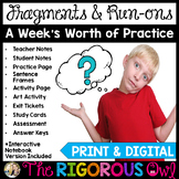 Fragments, Run-ons & Sentences Lesson, Practice, & Assessm
