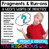 Fragments, Run-ons & Sentences Lesson, Practice & Assessme