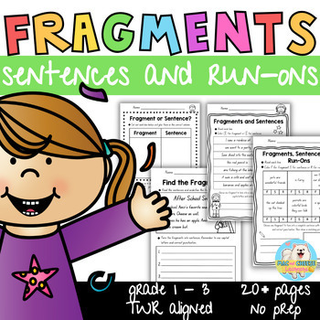 Preview of Fragments, Sentences, Run-On Worksheets | Grades 1 - 3