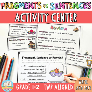 Preview of Fragments, Sentences, Run-On Writing & Sorting Station - Digital + Paper Version