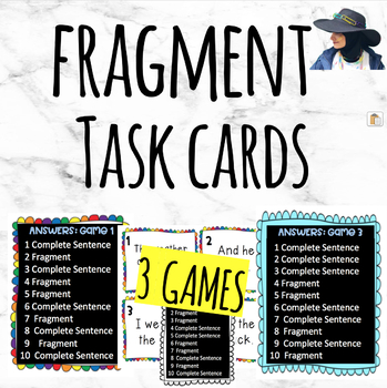 Preview of Fragments Vs. Complete Sentences Task Cards (3 Sets)