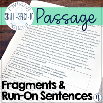 Preview of Fragments and Run-On Sentences: Skill-Specific Revising & Editing Passage