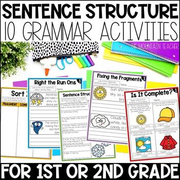 Preview of Fragments and Run Ons Activities, Grammar Worksheets & Sentence Anchor Charts