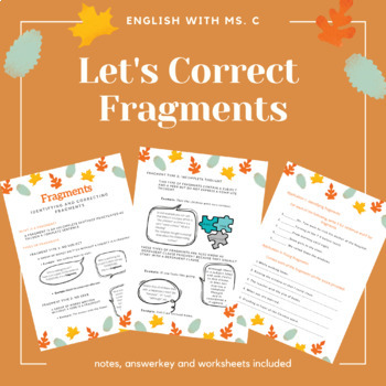 Fragments Worksheets And Notes By Teaching With Ms C I 