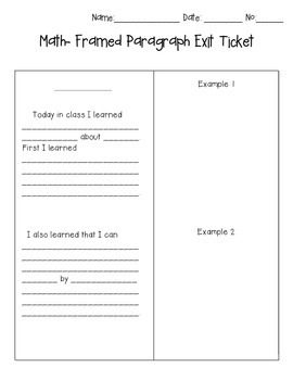 Preview of *Editable* Framed Paragraph Entrance/Exit Ticket