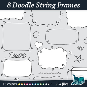 Preview of Doodle String Frames & Borders – 13 Outline Colors