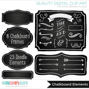 Frames - Chalkboard labels / Chalk Frames by MyClipArtStore