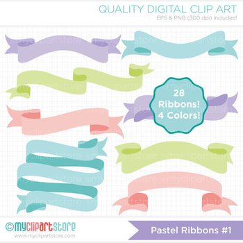 FREE Frames - Ribbon Banners - Pastel colors by MyClipArtStore