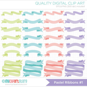 FREE Frames - Ribbon Banners - Pastel colors by MyClipArtStore