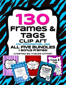 Preview of Frames Tags Borders Bundle for Commercial Use 130 Images