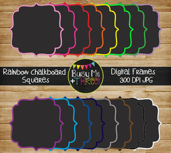 Preview of Frames and Borders Square Rainbow Chalkboard | Commercial Use Digital Graphics
