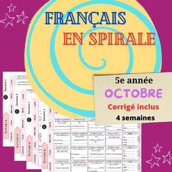 Preview of Français en spirale OCTOBRE 5e année Spiral French OCTOBER 5th Grade