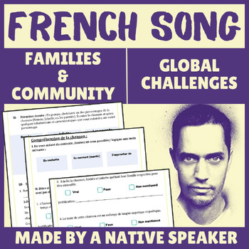 Preview of No Prep FRENCH SONG on Family and Global Challenges with Grand Corps Malade AP