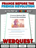 France Before the French Revolution - Webquest with Key (G
