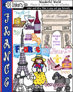 Preview of France Clip Art - French Country Study Clipart, Travel Paris - Wonderful World