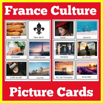 Preview of PARIS FRANCE PICTURE WORD CARDS VOCABULARY ELL ESL Pre-K, Kindergarten
