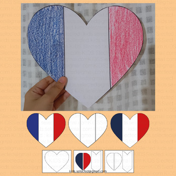 Preview of France Flag Craft Bastille Day Activities Bulletin Board Heart Coloring Pages