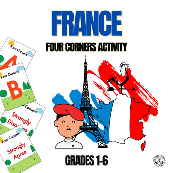 Preview of France Four Corners Activity: Grades 1-6