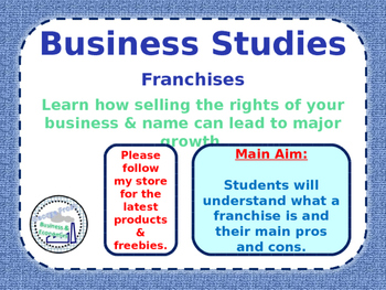 Preview of Franchises / Franchising - Pros & Cons - Business Ownership - PPT & Worksheets