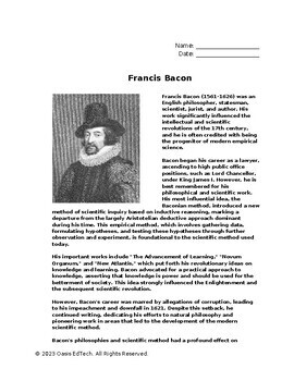 Preview of Francis Bacon Worksheet