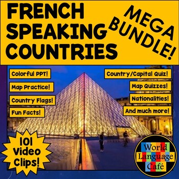 Preview of FRANCOPHONE COUNTRIES FRENCH SPEAKING COUNTRIES ⭐ Videos PPT Google Maps Quizzes