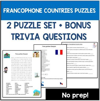 Preview of Francophone Countries French-Speaking Countries Puzzles