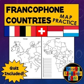 Preview of FRANCOPHONE COUNTRIES MAP QUIZ Test Practice French Speaking Countries Google