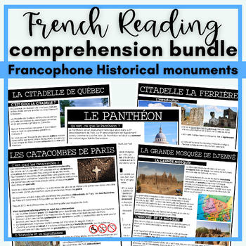 Preview of Francophone Monuments Reading Comprehension BUNDLE