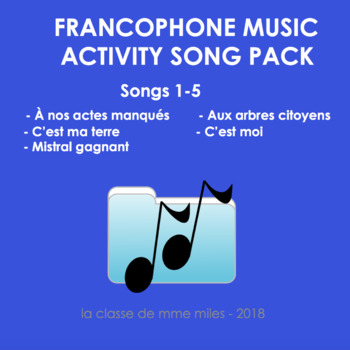 Preview of Francophone Music activity package: songs 1-5
