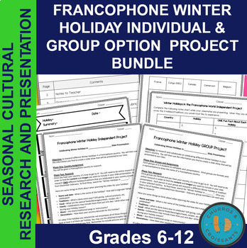 Preview of Francophone Country Winter Holiday Project - GROUP and INDIVIDUAL options!