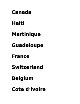 Preview of Francophone countries map labels