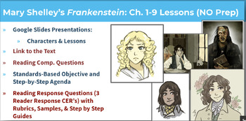 Preview of Frankenstein Ch. 1-9 Lessons (NO Prep)