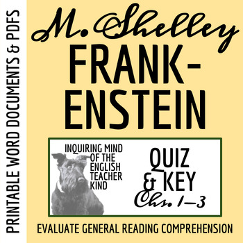 Preview of Frankenstein Chapters 1 through 3 Quiz and Answer Key (Printable)