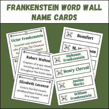Preview of Frankenstein Character Names Word Wall