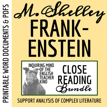 Preview of Frankenstein Close Reading Analysis Worksheets Bundle with Answer Keys